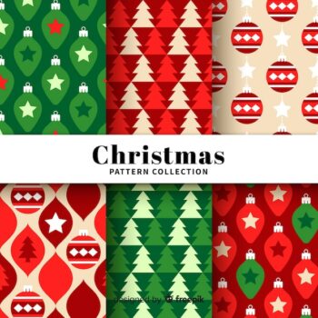 Free Vector | Lovely christmas pattern collection with flat design