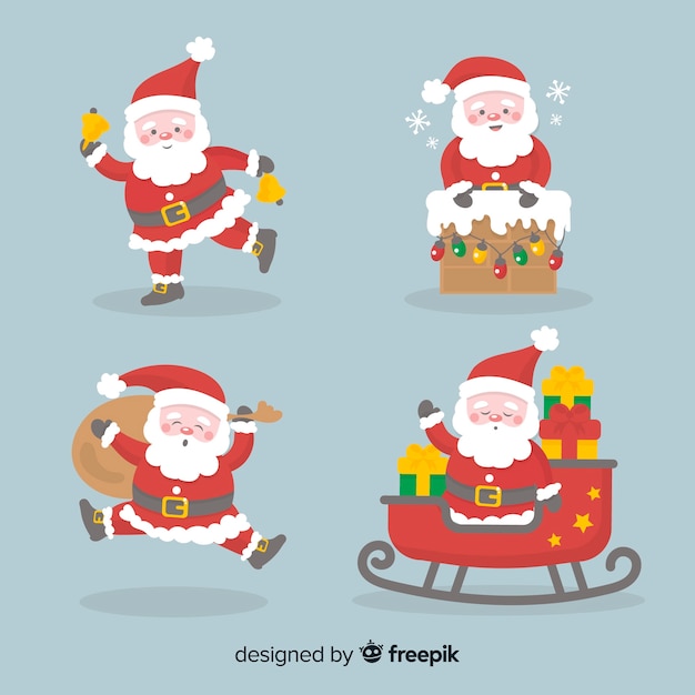 Free Vector | Lovely santa claus character collection with flat design