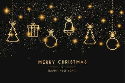 Free Vector | Luxury christmas card with cute christmas golden icons with texture