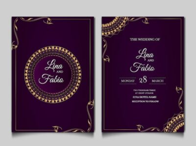 Free Vector | Luxury wedding invitation cards set