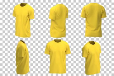 Free Vector | Men's yellow t-shirt in different views with realistic style