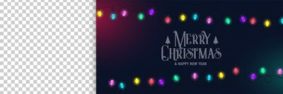 Free Vector | Merry christmas banner with lights and image space