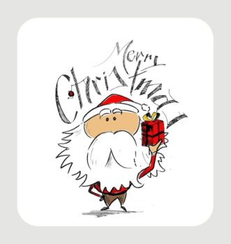 Free Vector | Merry christmas! hand sketchy drawing of a funny santa claus holding gift bag, vector illustration