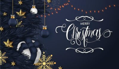 Free Vector | Merry christmas realistic background with ornamental christmas lettering