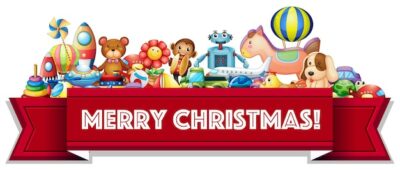 Free Vector | Merry christmas sign with many toys