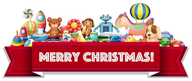 Free Vector | Merry christmas sign with many toys