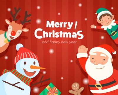 Free Vector | Merry christmas with santa claus gifts template greeting card