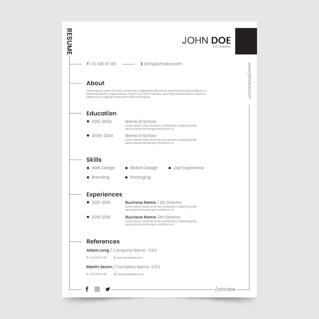 Free Vector | Minimalist cv template