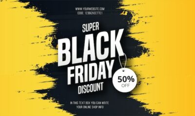 Free Vector | Modern black friday super sale banner with yellow splash
