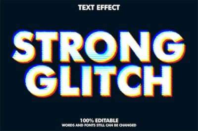Free Vector | Modern glitch text effects with rough outline and unfocus line inside