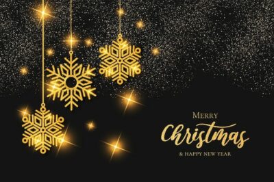Free Vector | Modern merry christmas and happy new year background with golden snowflakes