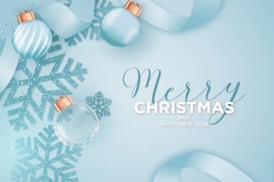 Free Vector | Modern merry christmas and new year card with realistic christmas objects