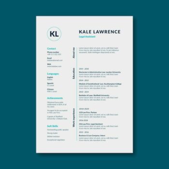 Free Vector | Modern simple legal assistant law resume template