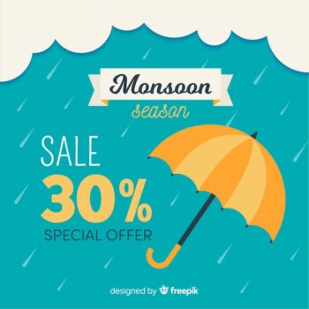 Free Vector | Monsoon sales background with umbrellas