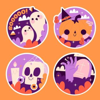 Free Vector | Naive halloween stickers collection