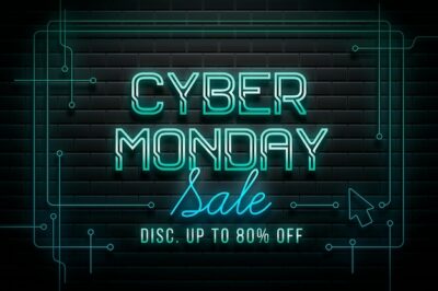 Free Vector | Neon cyber monday banner