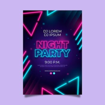 Free Vector | Neon party poster template
