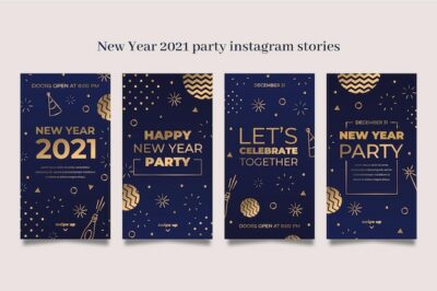 Free Vector | New year 2021 party instagram stories collection