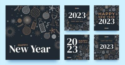 Free Vector | New year 2023 celebration instagram posts collection