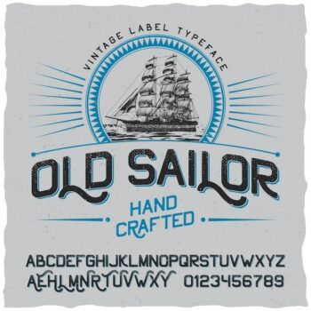 Free Vector | Old sailor vintage label poster with vessel in the circle and alphabet