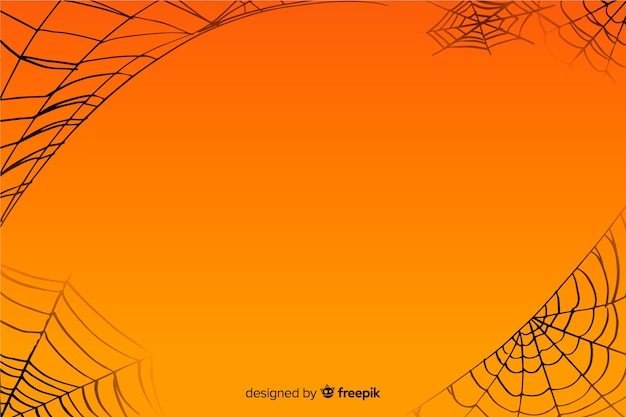 Free Vector | Orange halloween cobweb background