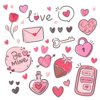 Free Vector | Pack of lovely valentine's day elements