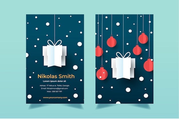 Free Vector | Paper style business christmas cards template