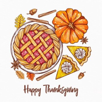 Free Vector | Pie hand drawn thanksgiving background