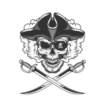 Free Vector | Pirate skull with eye patch