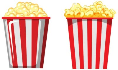 Free Vector | Popcorn red stripes buckets