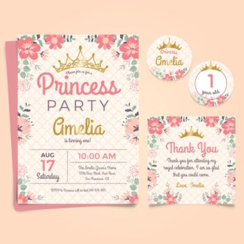 Free Vector | Princess birthday invitation