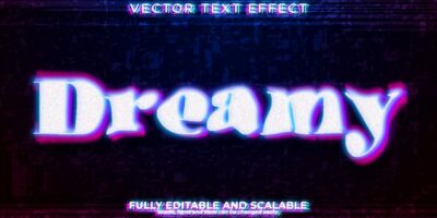 Free Vector | Psychedelic text effect editable glitch and dreamy text style
