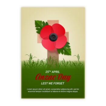 Free Vector | Realistic anzac day vertical poster template