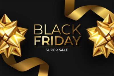 Free Vector | Realistic black friday banner in black and golden