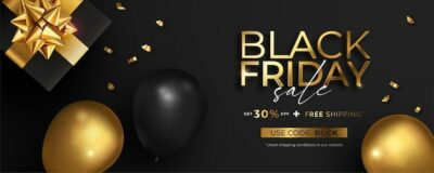 Free Vector | Realistic black friday sale banner in black and golden
