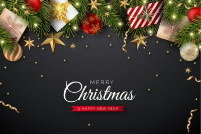 Free Vector | Realistic christmas background with branches