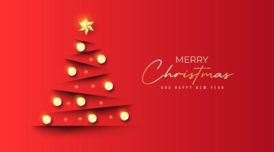 Free Vector | Realistic christmas background with papercut christmas tree