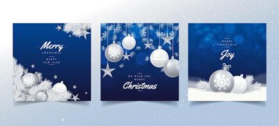 Free Vector | Realistic christmas cards