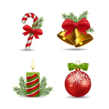 Free Vector | Realistic christmas element collection