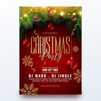 Free Vector | Realistic christmas party poster template