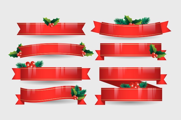 Free Vector | Realistic christmas ribbon collection