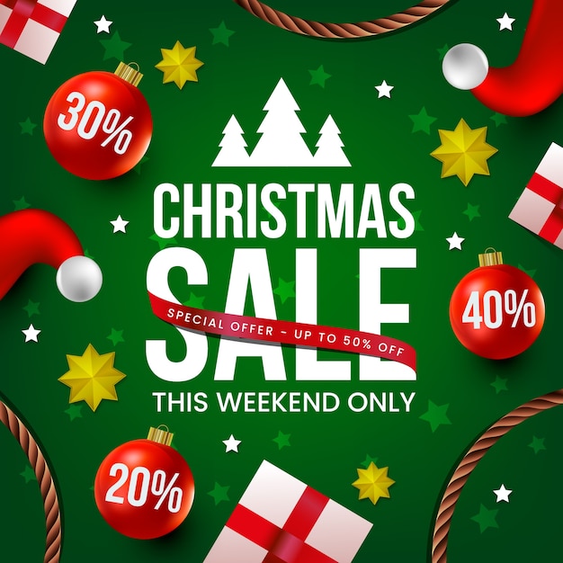 Free Vector | Realistic christmas sale concept