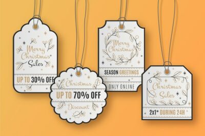 Free Vector | Realistic christmas sale tag collection