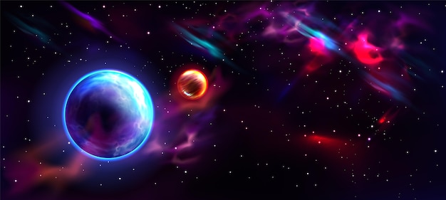 Free Vector | Realistic galaxy background with planet