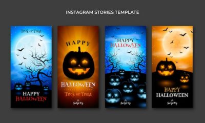 Free Vector | Realistic halloween instagram stories collection