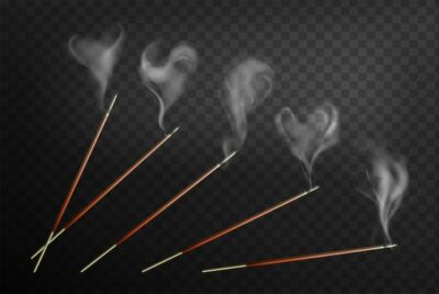 Free Vector | Realistic joss incense burning sticks with steam smoke