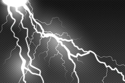 Free Vector | Realistic lightning effect on transparent background