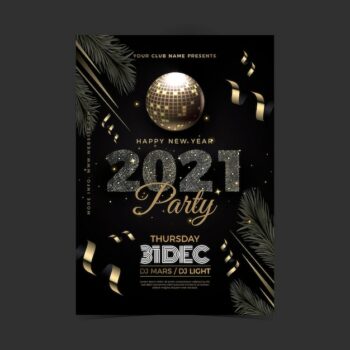 Free Vector | Realistic new year 2021 party flyer template