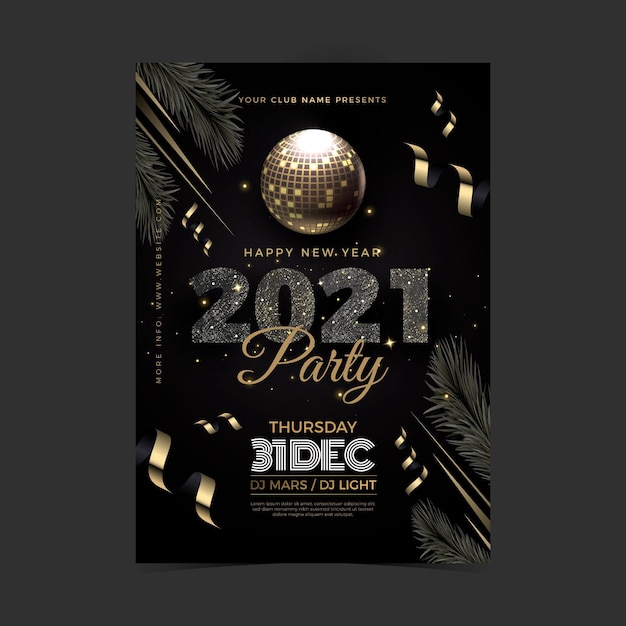 Free Vector | Realistic new year 2021 party flyer template