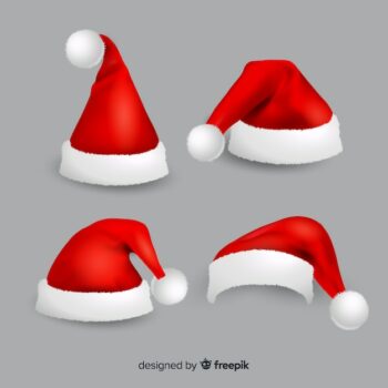 Free Vector | Realistic santa's hat collection